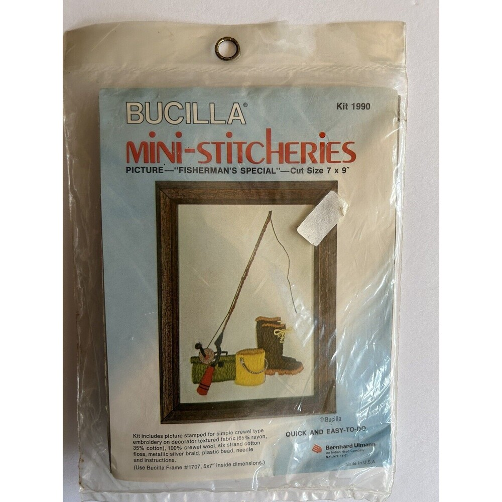 Bucilla Fishermans Special Cross Stitch Kit Vintage New Sealed #1990
